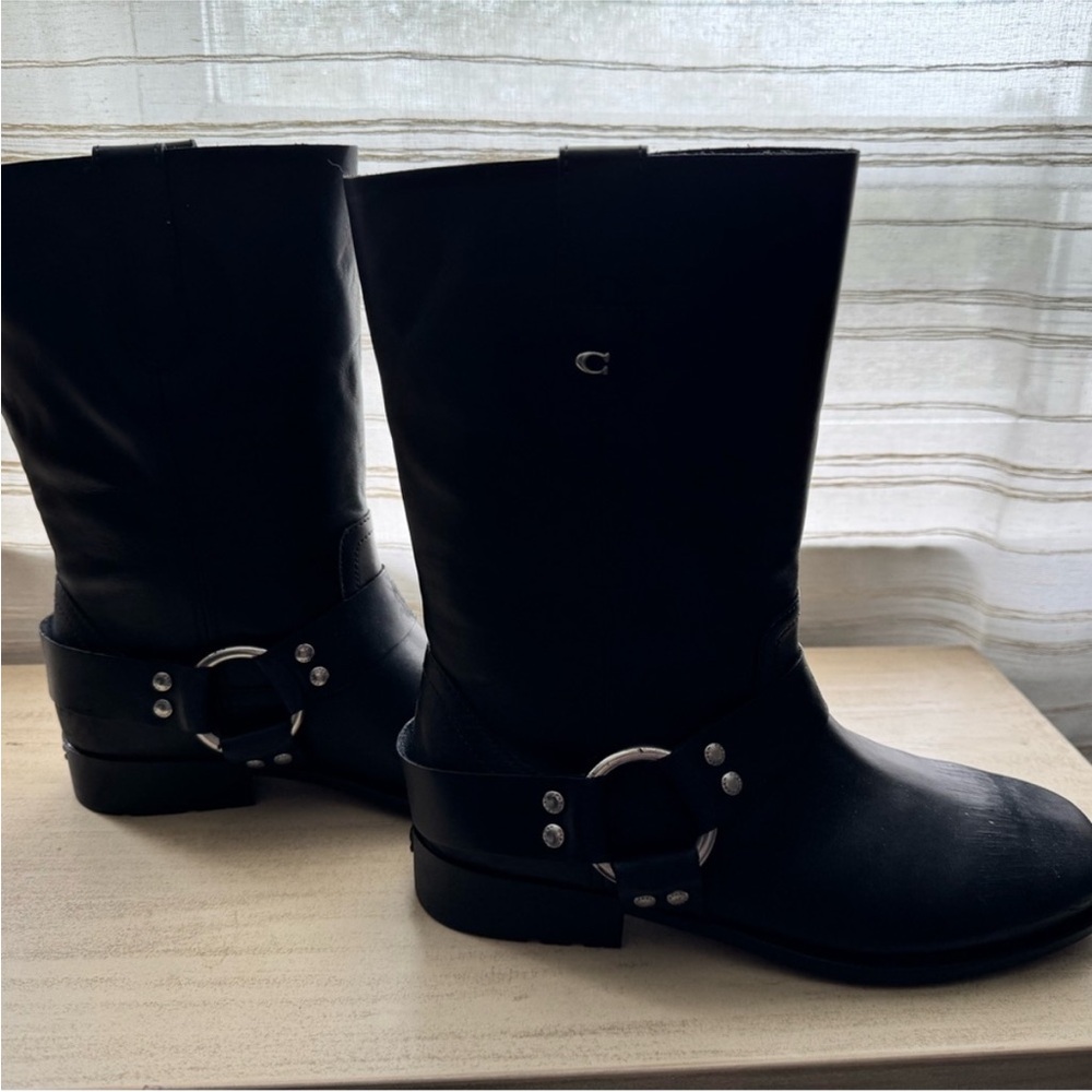 Coach Tara Black Leather Boots